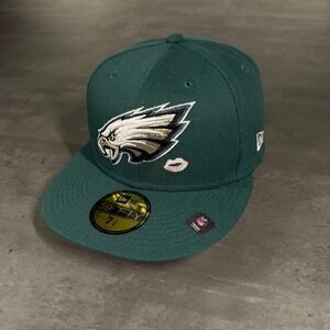 Hat Club Philadelphia Eagles New Era Fitted Cap‎ Green Pink Lips Kiss 7 1/8 RARE